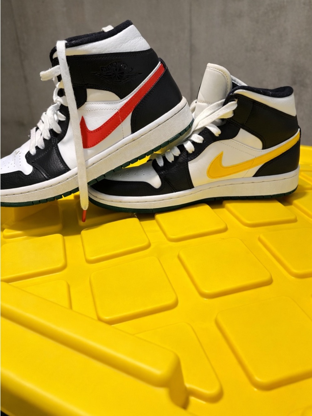 Jordan High-Top Sneakers with Red & Yellow Swooshes